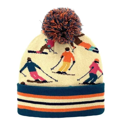 Colorful Skiers Knit Beanie