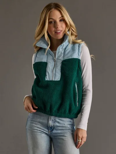 Colorblock Sherpa Vest