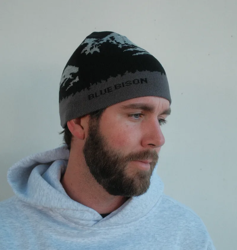 Blue Bison Mountain Peaks Skull Cap